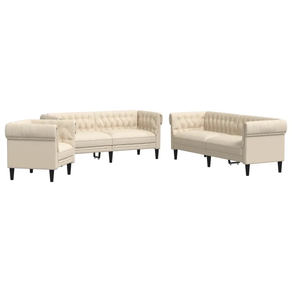 Set di Divani 3 pz Crema in Tessuto 3209198
