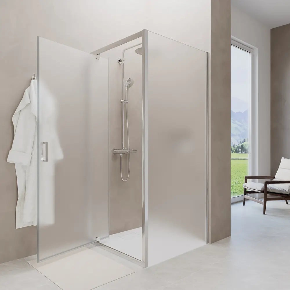 Box doccia 90x70 cm angolare apertura a battente vetro 6mm opaco | Apulia
