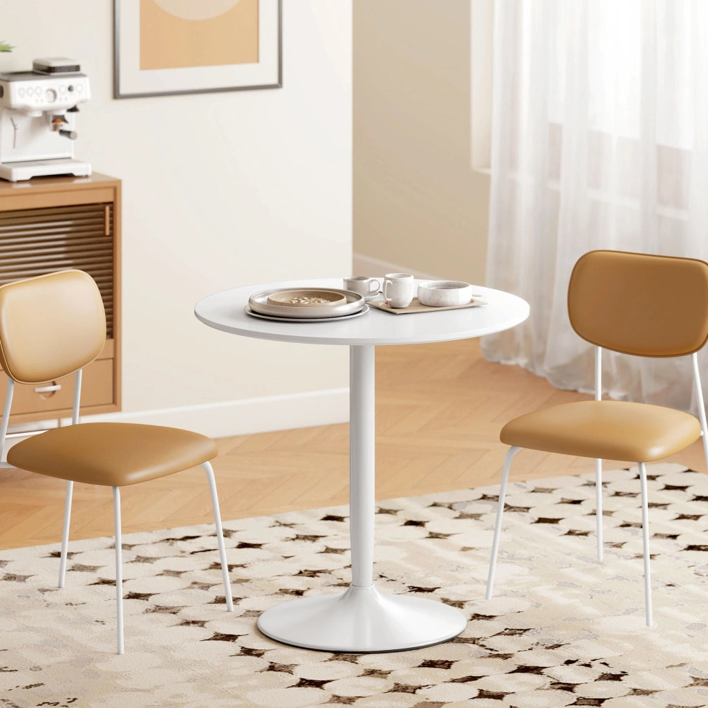 Tavolo da pranzo rotondo per 2 persone ¨C zephmum ¨C bianco, acciaio, ?80x75 cm
