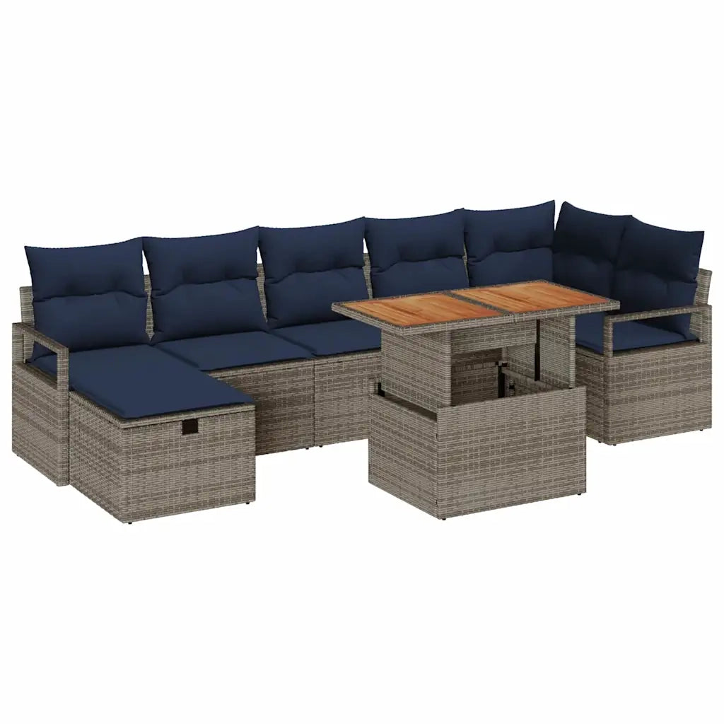 Set Divano da Giardino con cuscino 8 pcs Grigio polyrattan 3360007
