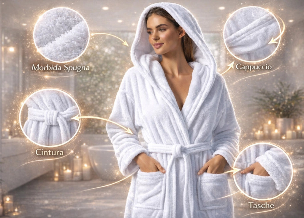 Accappatoio Con Cappuccio In Morbida Spugna Mod. Sophie Tinta Unita - XXXL - Tortora