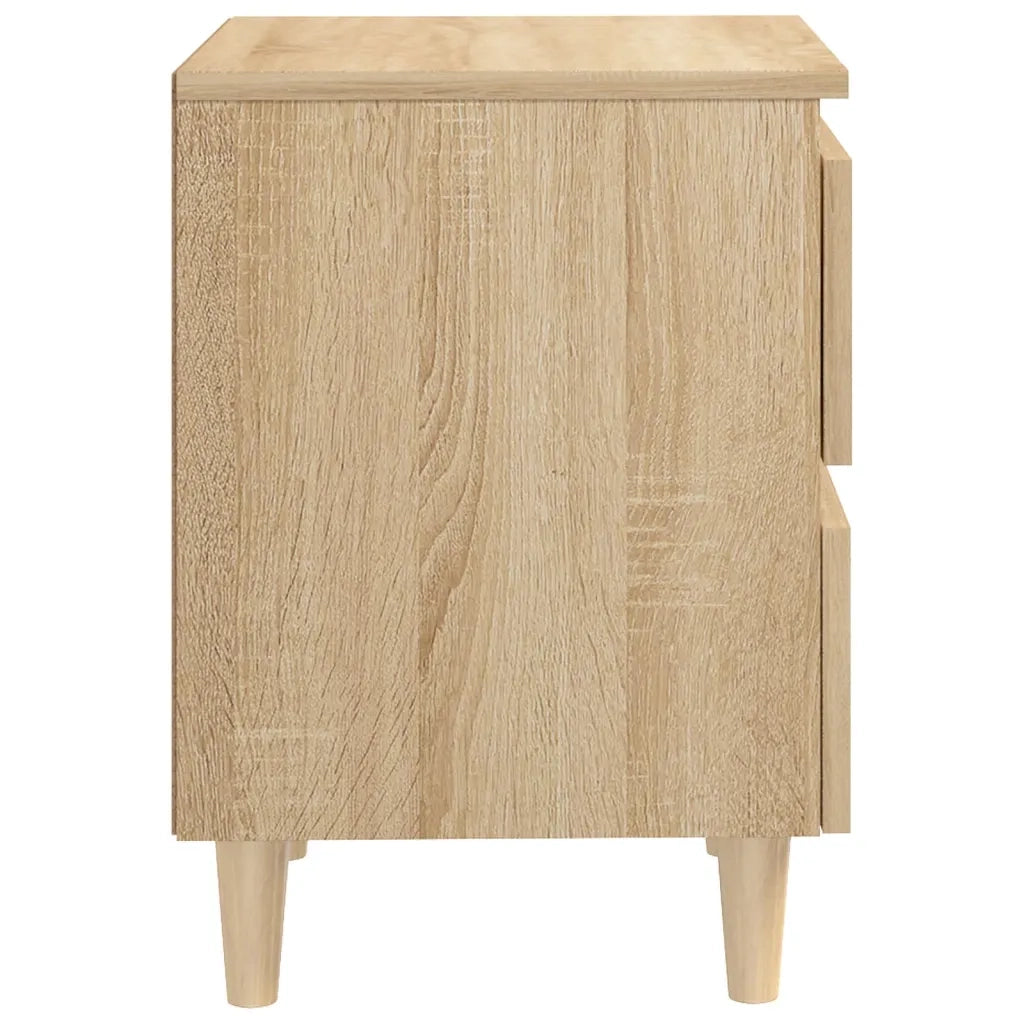 Set di 2 Comodini | Armadio da Notte | Mobiletto da notte con Gambe Pino Massello Rovere Sonoma 40x35x50 cm