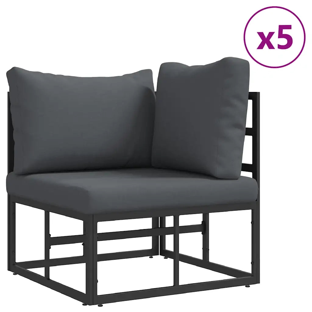 Set Divano da Giardino con cuscino 7 pcs Nero Acciaio 3378951