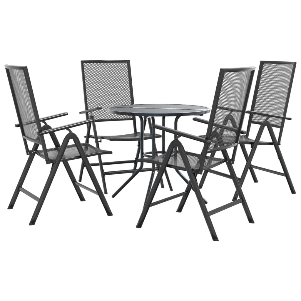 Set Sedie Giardino Reclinabili 5pz Antracite Acciaio Verniciato