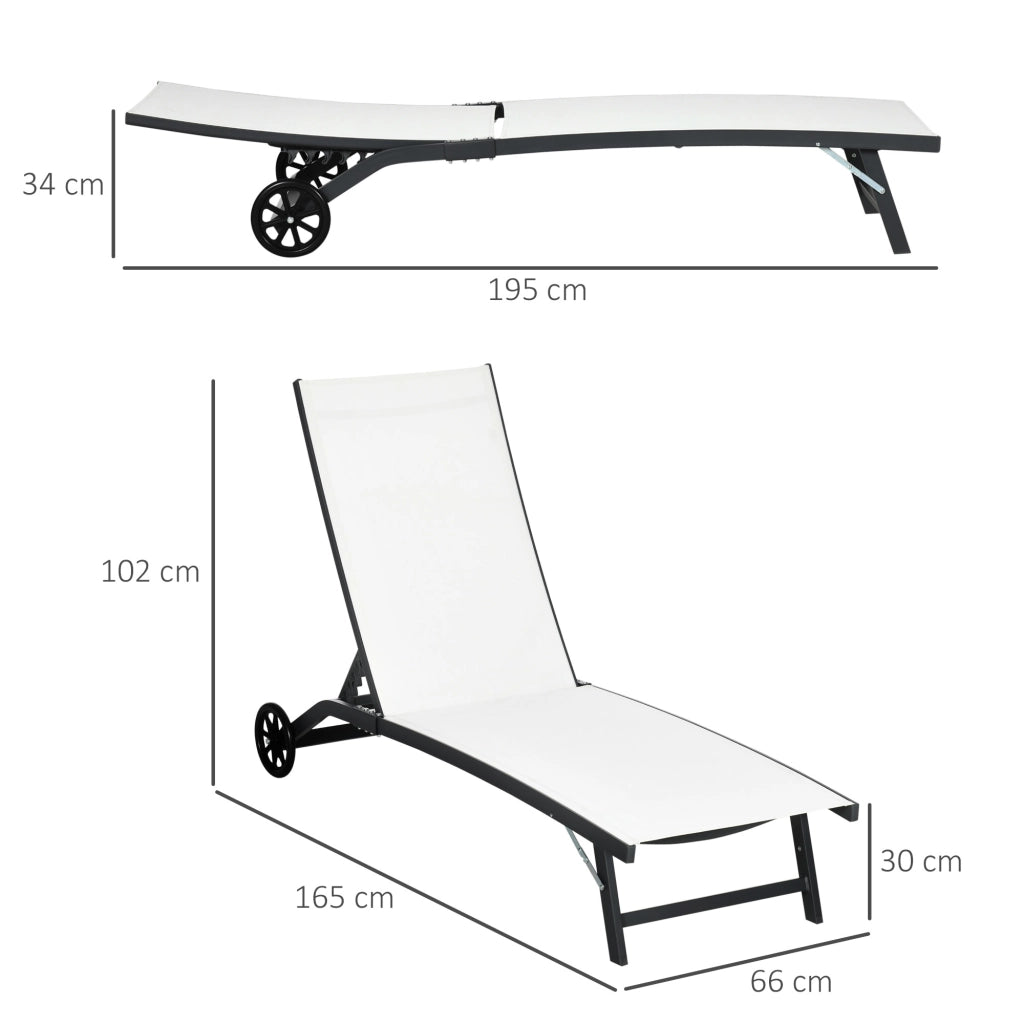 Lettino Prendisole con Schienale Reclinabile ¨C Minimal ¨C Alluminio e Tessuto Crema 66x165x102 cm