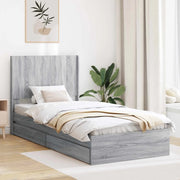 Struttura del letto con stoccaggio e testata-Giroletto con contenitore Sonoma grigio 655518