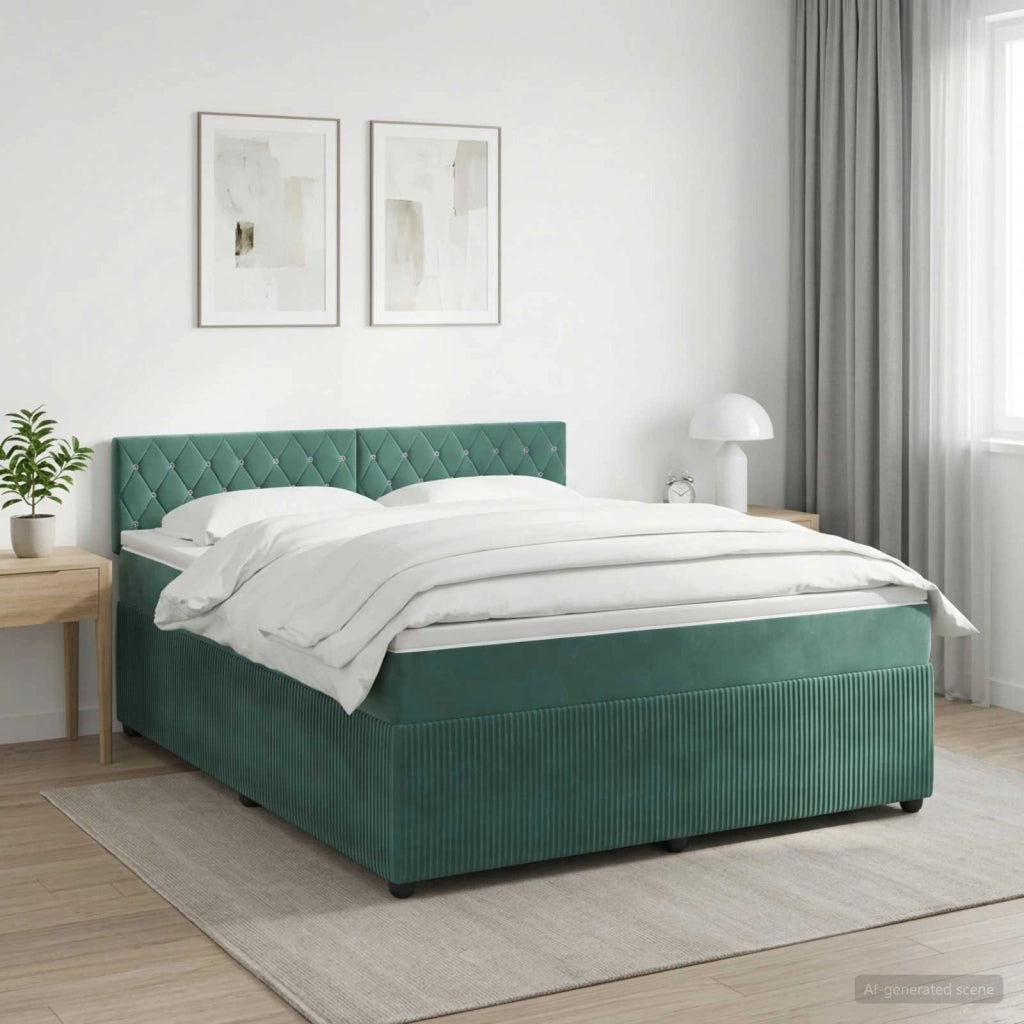 Letto box spring con materasso Verde Scuro 180 x 200 cm Velluto 3451724