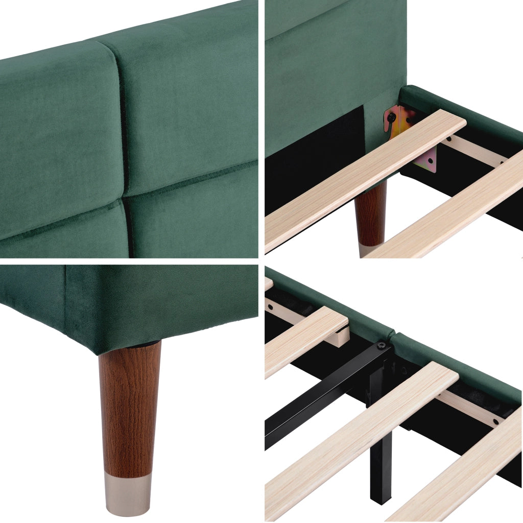 letto imbottito velluto verde 140x200 cm