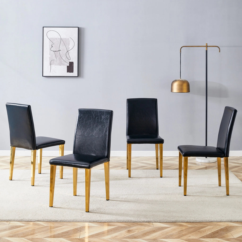 SEDIA DA PRANZO Set da 4 pezzi 90 cm Nero/Oro in PU e metallo