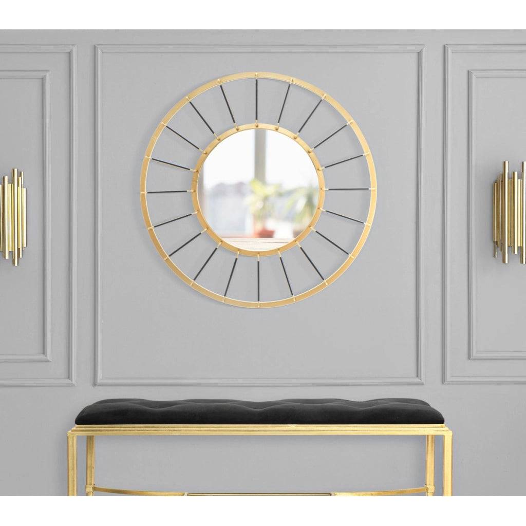Specchio da parete Glam Dark in ferro oro e nero