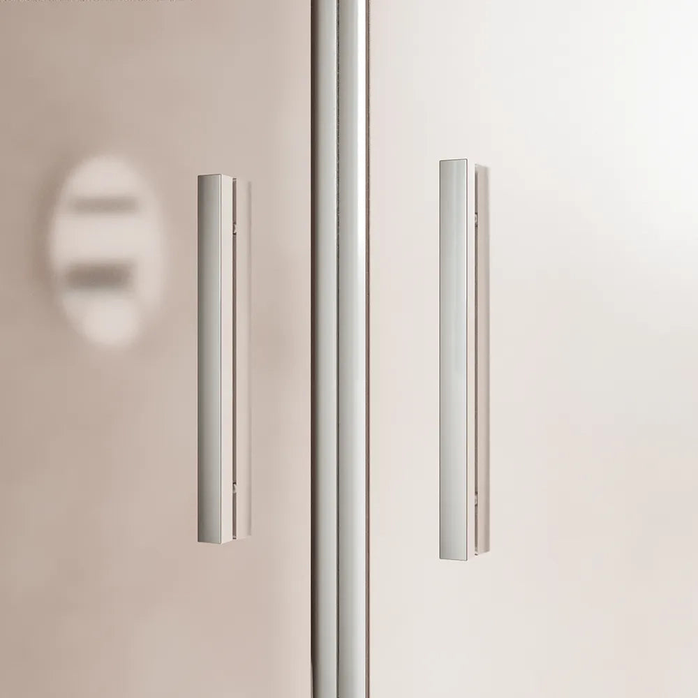 Box doccia slim 80x90cm con porta saloon e parete fissa profili cromati e vetro 6mm opaco h190| Portofino