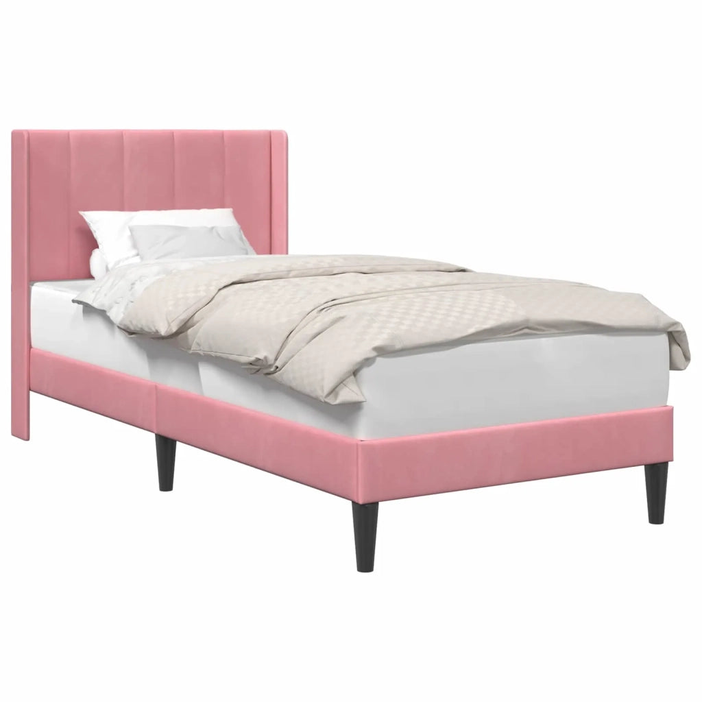 Struttura del letto con testiera-Giroletto Rosa 100 x 200 cm Velluto 726431