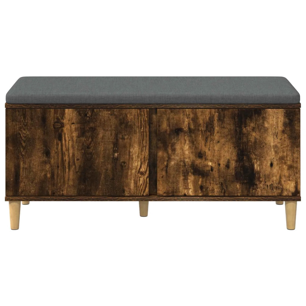 Panca per ingresso con cuscino-Sgabello-Panca da Corridoio Rovere fum¨¦ 60 x 38 x 46 cm 110608