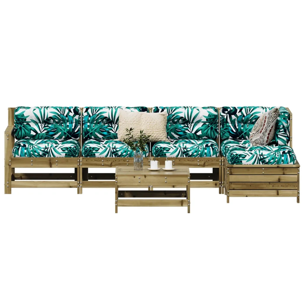 Set Divani da Giardino 6 pz | Set Salotto da Giardino in Legno Impregnato di Pino