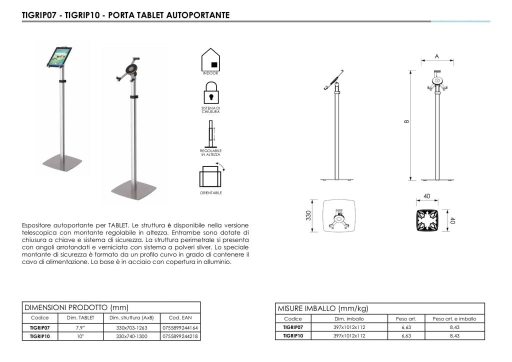 Supporto Tablet GRIP 10"