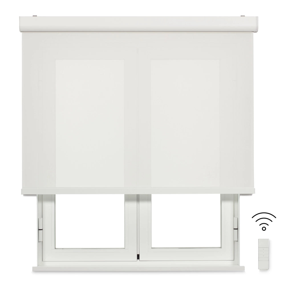 VIEWTEX Tenda a rullo motorizzata con cassetto Screen apertura 10% Bianco 90 X 190cm - Made in Spain - 5 anni di garanzia
