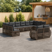 Set Divano da Giardino 12 pz Grigio e Grigio Scuro polyrattan 3435563