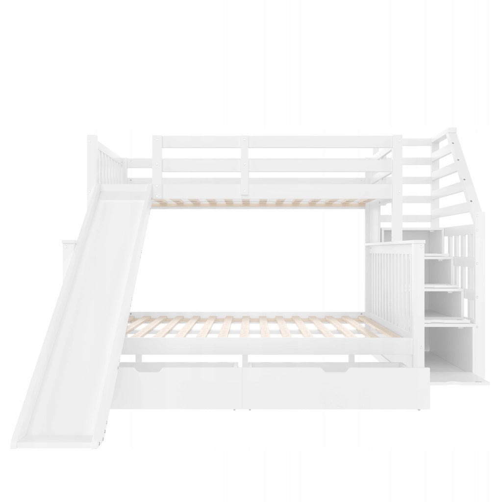 Letto a castello con scivolo - Xylo - 90/140x200 cm - Bianco - Senza materasso