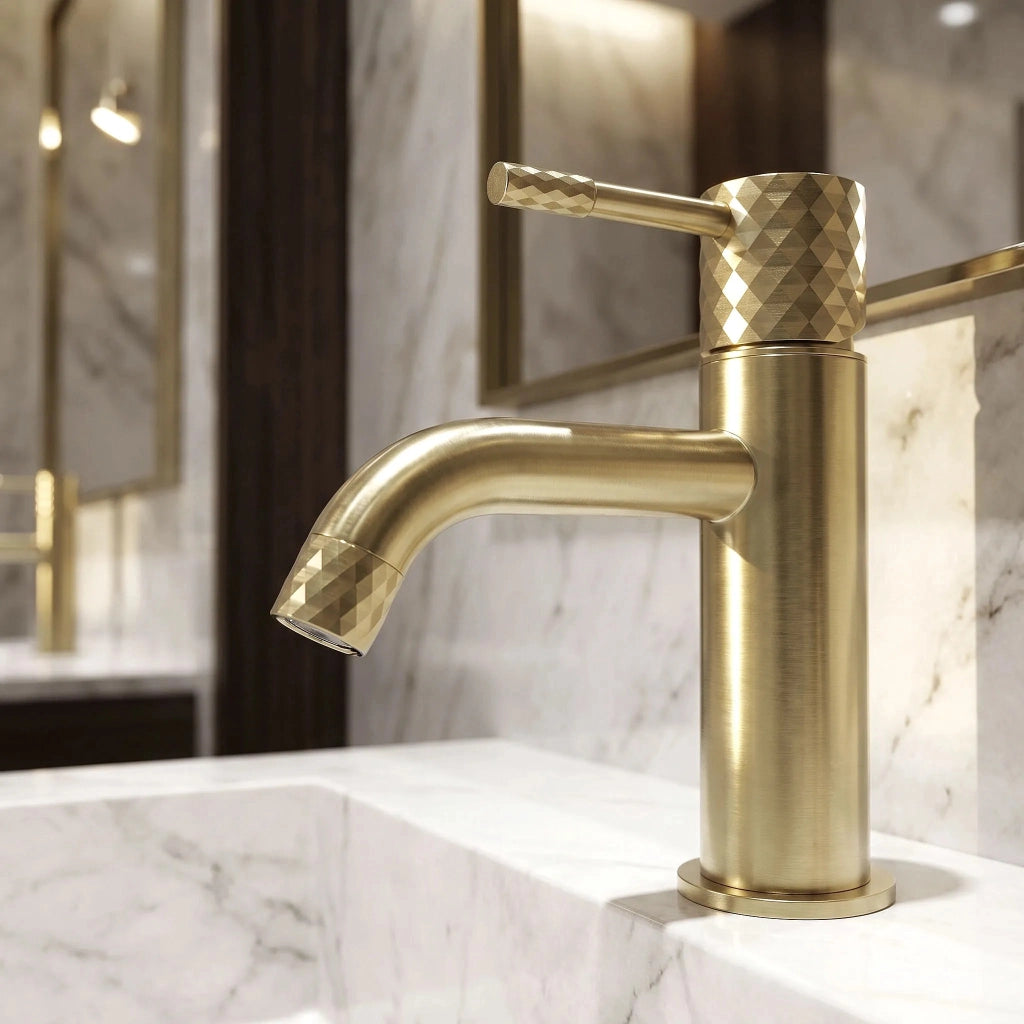 Rubinetto Da Lavabo Rea Lungo Diamond Brush Gold