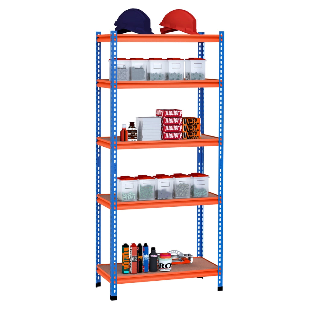 Scaffale Garage 5 Livelli ¨C Xylo ¨C Metallo Blu Arancione 80x40x182cm 1500kg