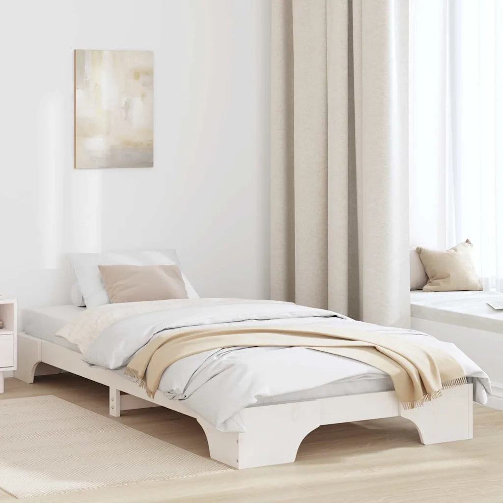 Letto singolo | Letto per adulti | Struttura del letto Bianco 100 x 200 cm Pino massello