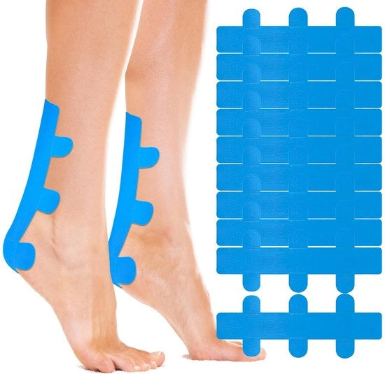 Nastro Kinesiologico 10 pezzi - Pre-trattato - Impermeabile - Elastico - Adesivo per piedi - 28cm Cotone - Fisiotipo