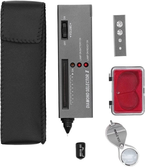 Strumento di Test per Gioielli con Diamante - Detector di Durezza Professionale - con Lente di Amplificazione LED 30X - Strumento di Test per Orologi e Gioielli