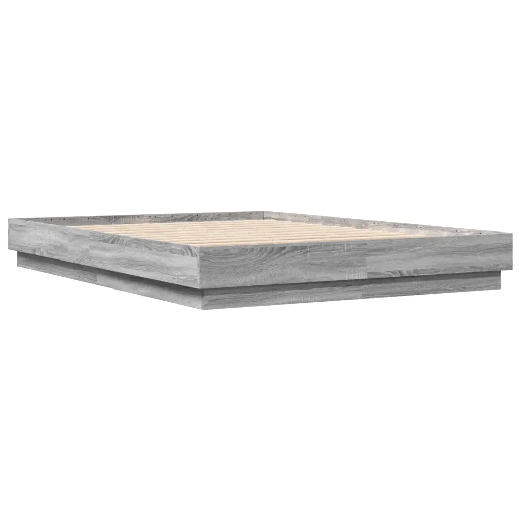Letto matrimoniale | Letto per adulti | Giroletto con Luci LED Grigio Sonoma 160x200 cm