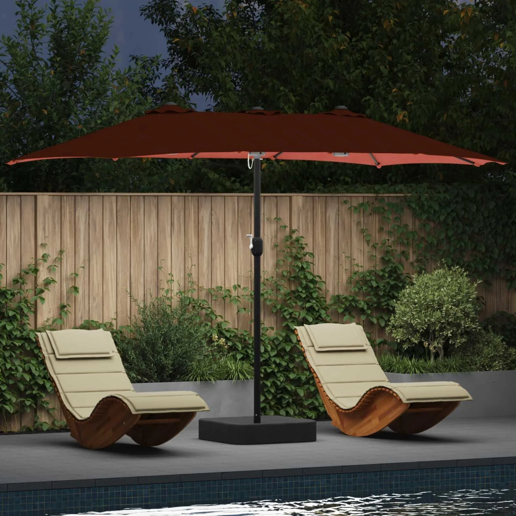 Ombrello da giardino-Ombrellone da spiaggia Terracotta 385 x 209 x 244 cm Poliestere