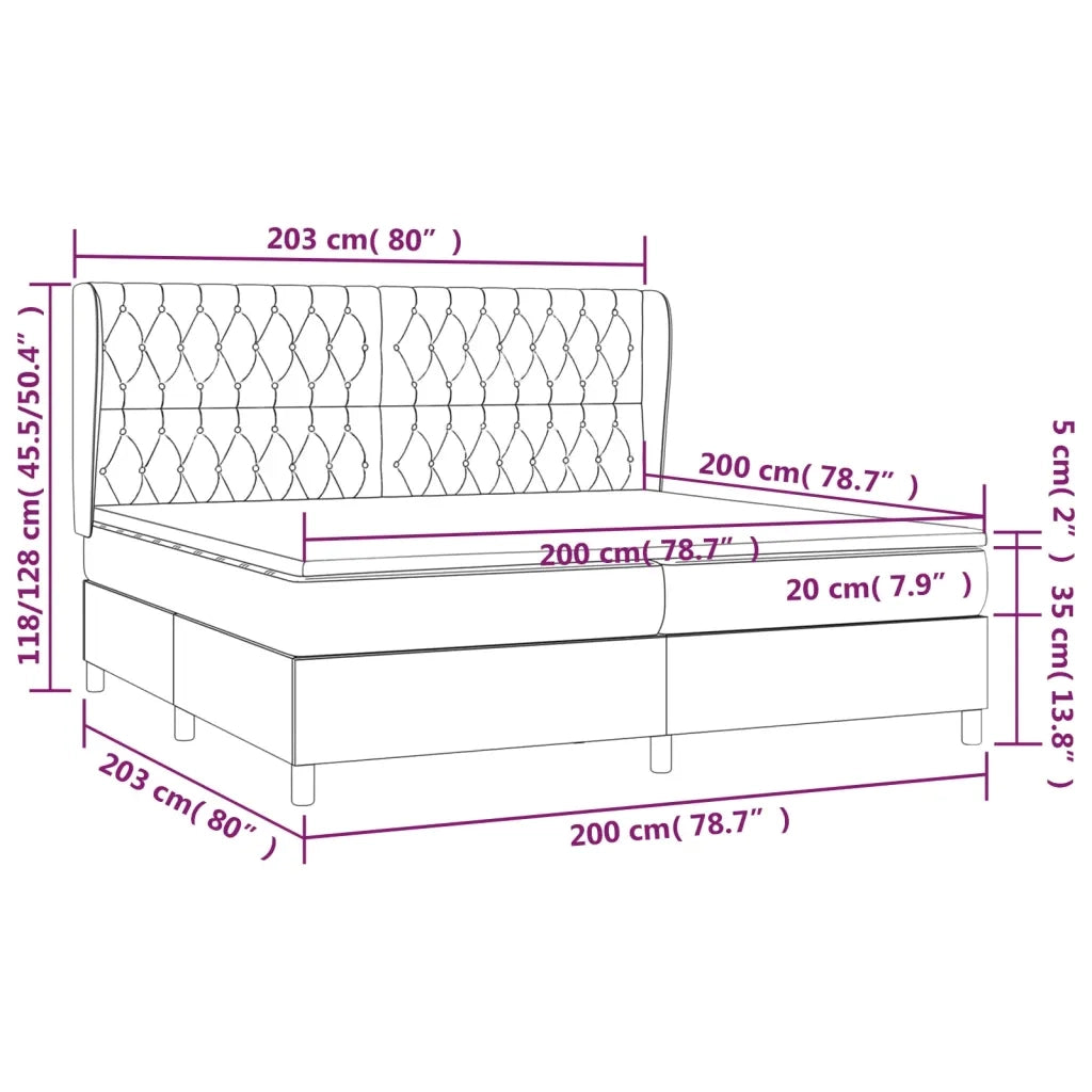 Giroletto a Molle con Materasso Grigio Chiaro 200x200cm Velluto 3129411