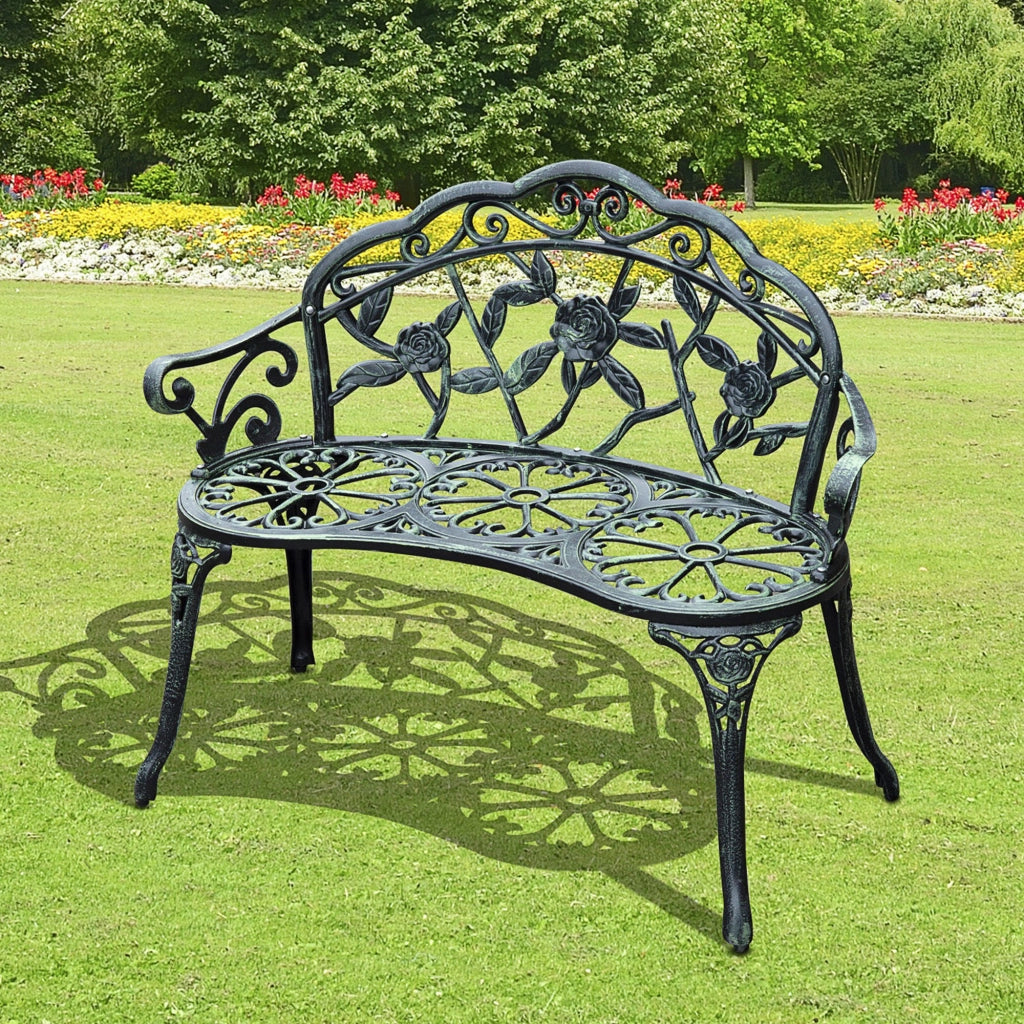 Panchina da giardino, panchina da parco, panchina con seduta, mobili da giardino, 2 posti, metallo, 100 x 54 x 78 cm
