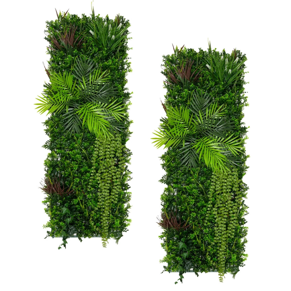 Piastrelle da Parete con Piante Artificiali 0,5m x 1.5m (2Pz) Pannello Erba Alina per Giardino e Arredo Casa