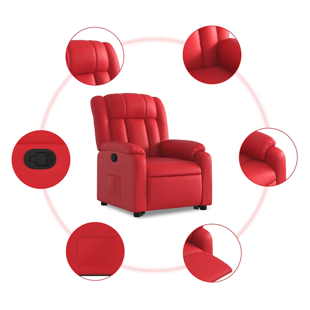 Poltrona Alzapersona Reclinabile Rosso in Similpelle 3205269
