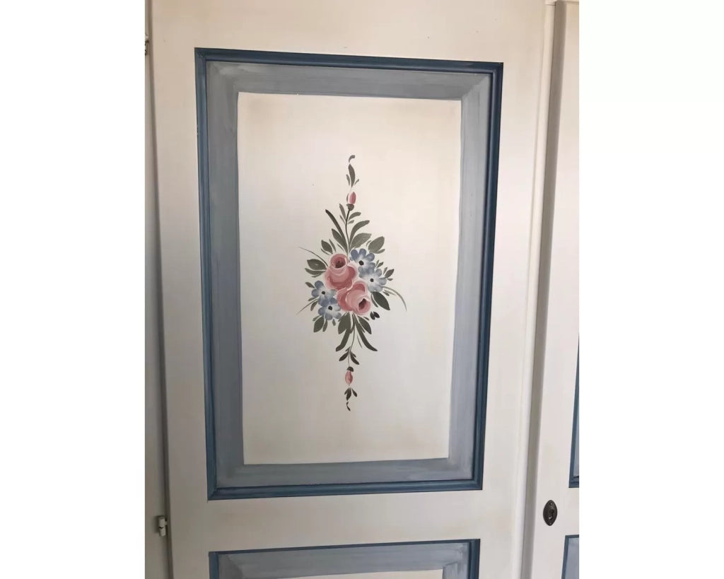 Armadio 2 porte 2 cassetti bianco filo azzurro decori 125x60x200 - Mobili 2G