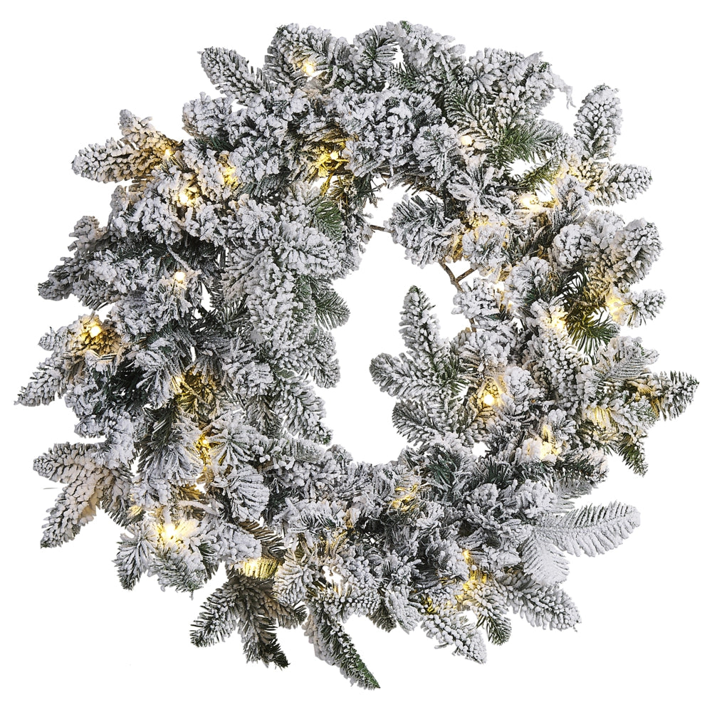 Ghirlanda Natalizia Artificiale Innevata PreIlluminata ⌀ 70 cm Bianco