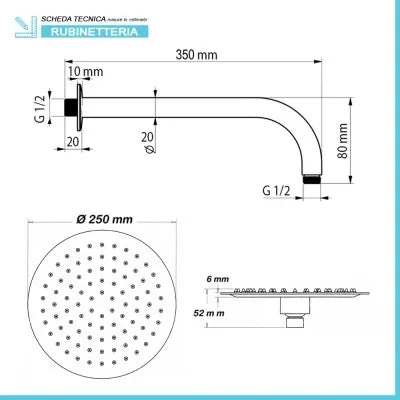 Set doccia con miscelatore Paffoni Blu braccio e soffione 25 cm