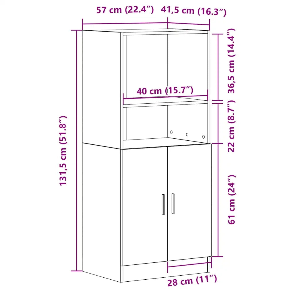 Pensile da cucina | Armadietto Cucina Legno Antico 57x41,5x131,5 cm in Truciolato