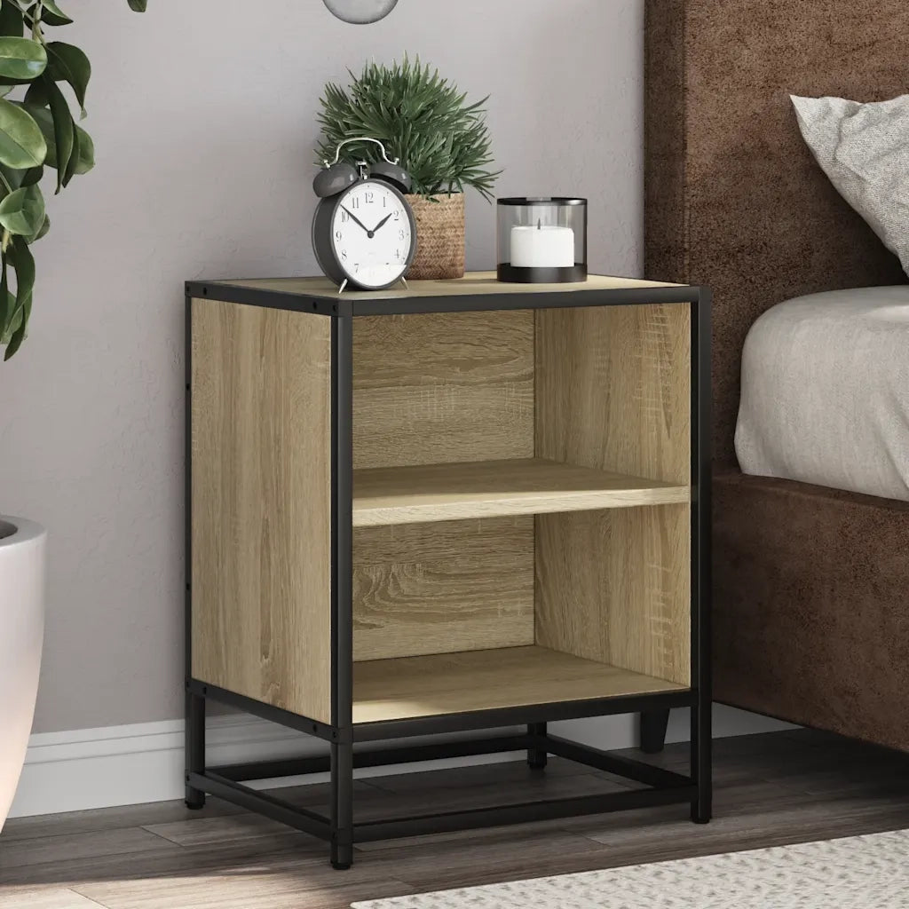 Comodini 2pz Rovere Sonoma 40x31x50cm Legno Multistrato Metallo 848702