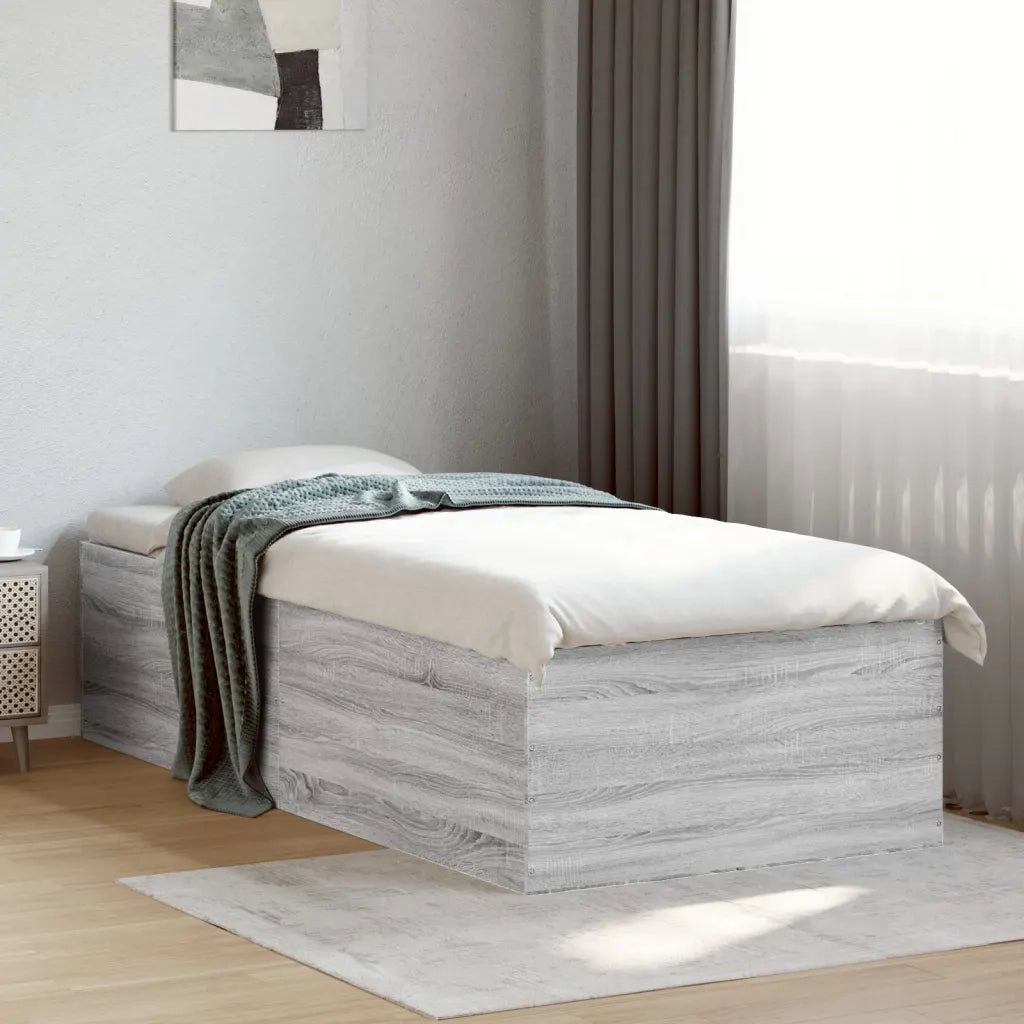 Letto singolo | Letto per adulti | Giroletto Grigio Sonoma 75x190 cm in Legno Multistrato