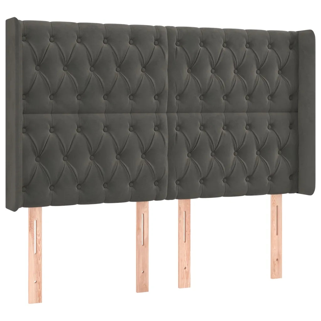 Letto a Molle con Materasso e LED Grigio Scuro 160x200 cm