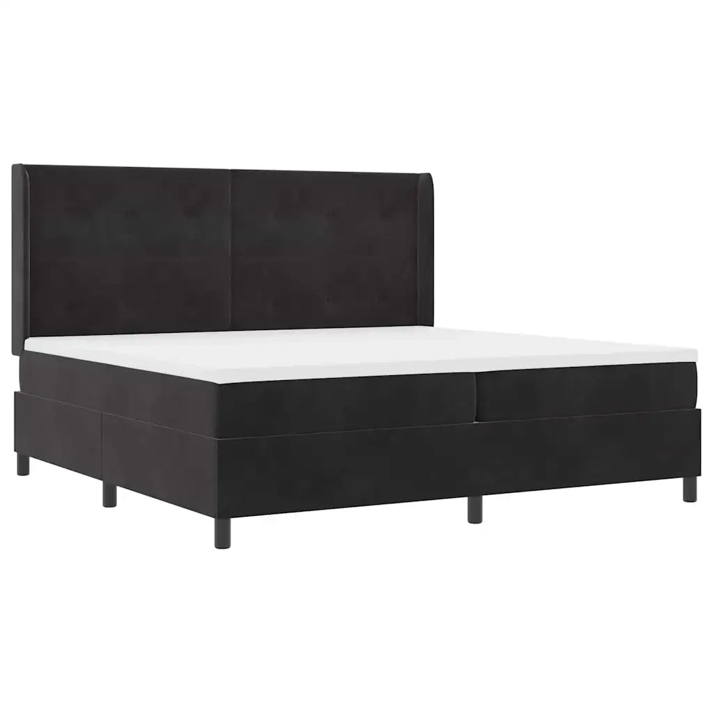 Letto a molle con materasso con led Nero 200 x 200 cm Velluto