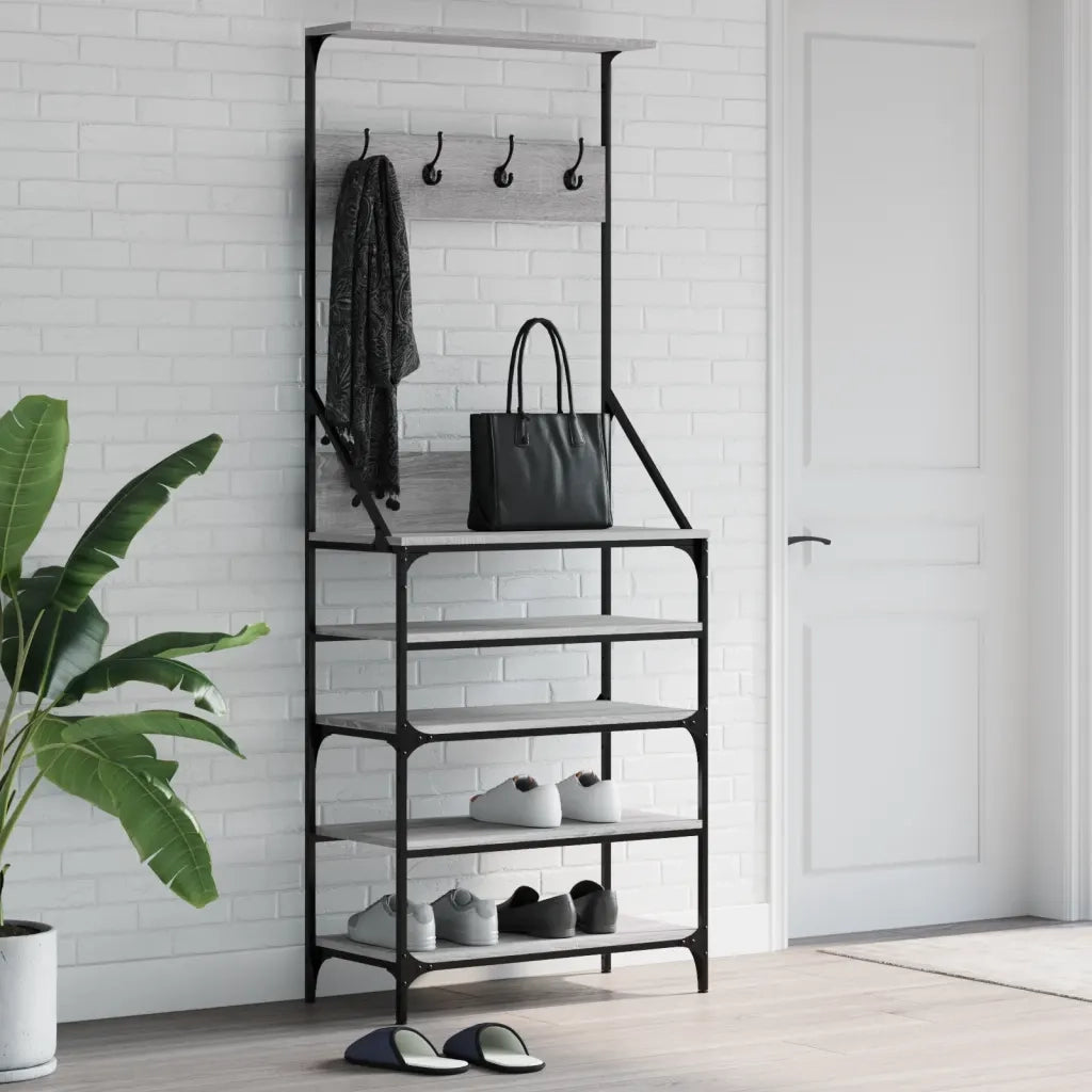Appendiabiti con Porta Scarpe Grigio Sonoma 70x34x184 cm CFW1446047