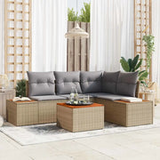 Set Divano da Giardino con cuscino 5 pcs Beige Poly Rattan