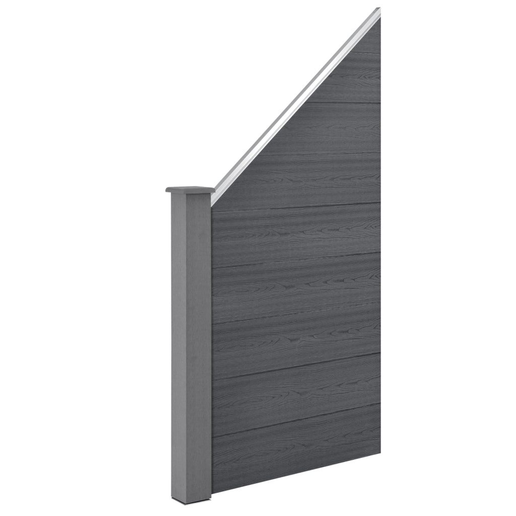 Recinzione in WPC per Giardino Staccionata da Elementi Inclinato e Rettangolari 183x799 cm Grigio NEU.HOLZ