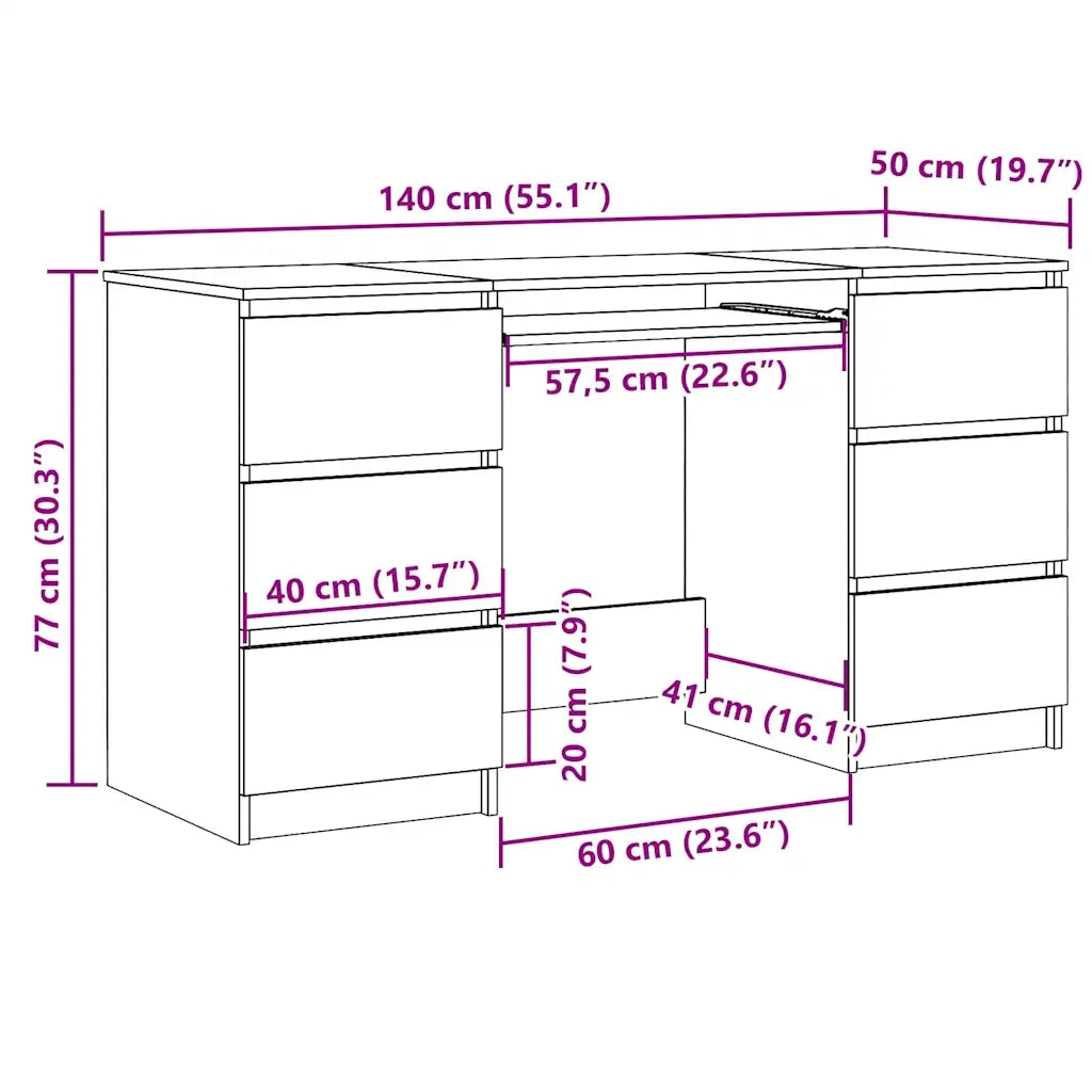 Scrivania | Tavolo da Ufficio Rovere Fumo 140x50x77 cm in Legno Multistrato