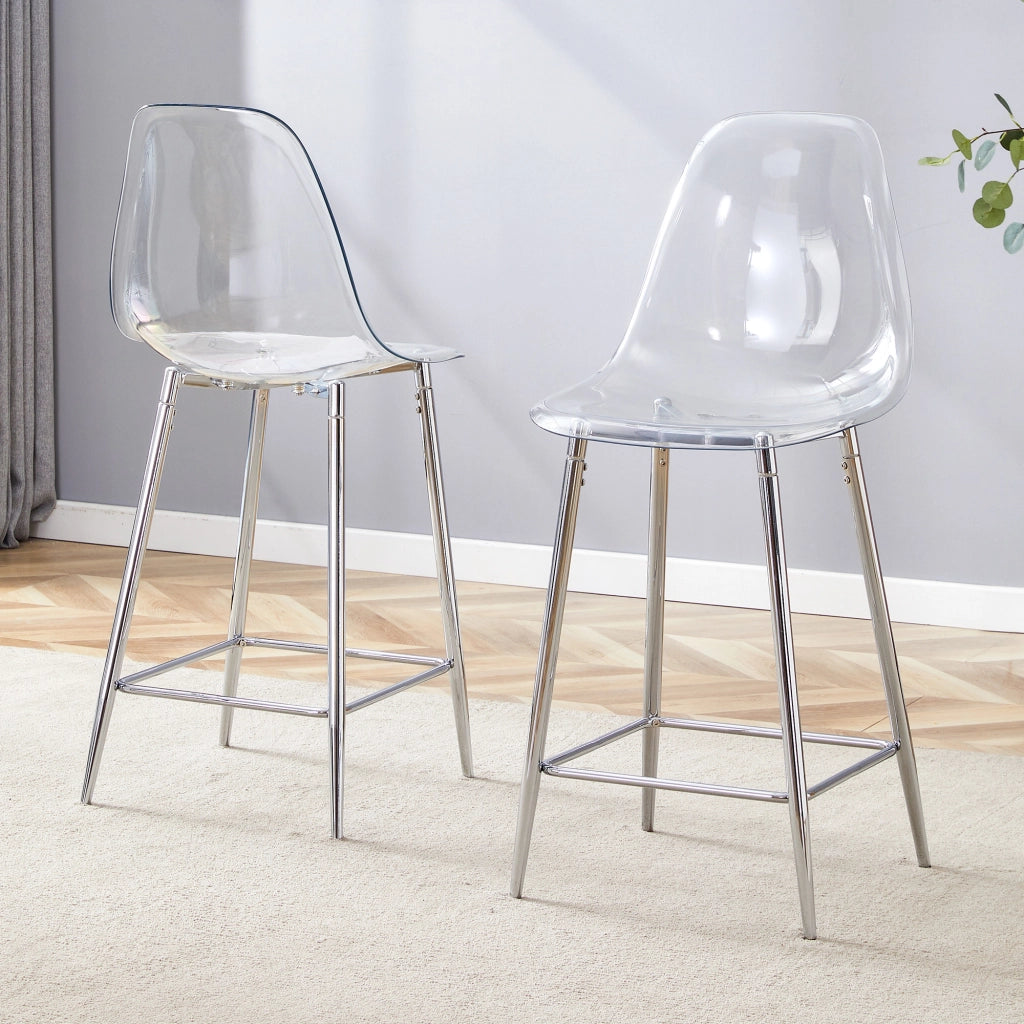 Set di 2 sgabelli da bar trasparenti con struttura in metallo argento/oro/nero, sedie dal design moderno per cucina, bar o sala da pranzo (solo sedie,