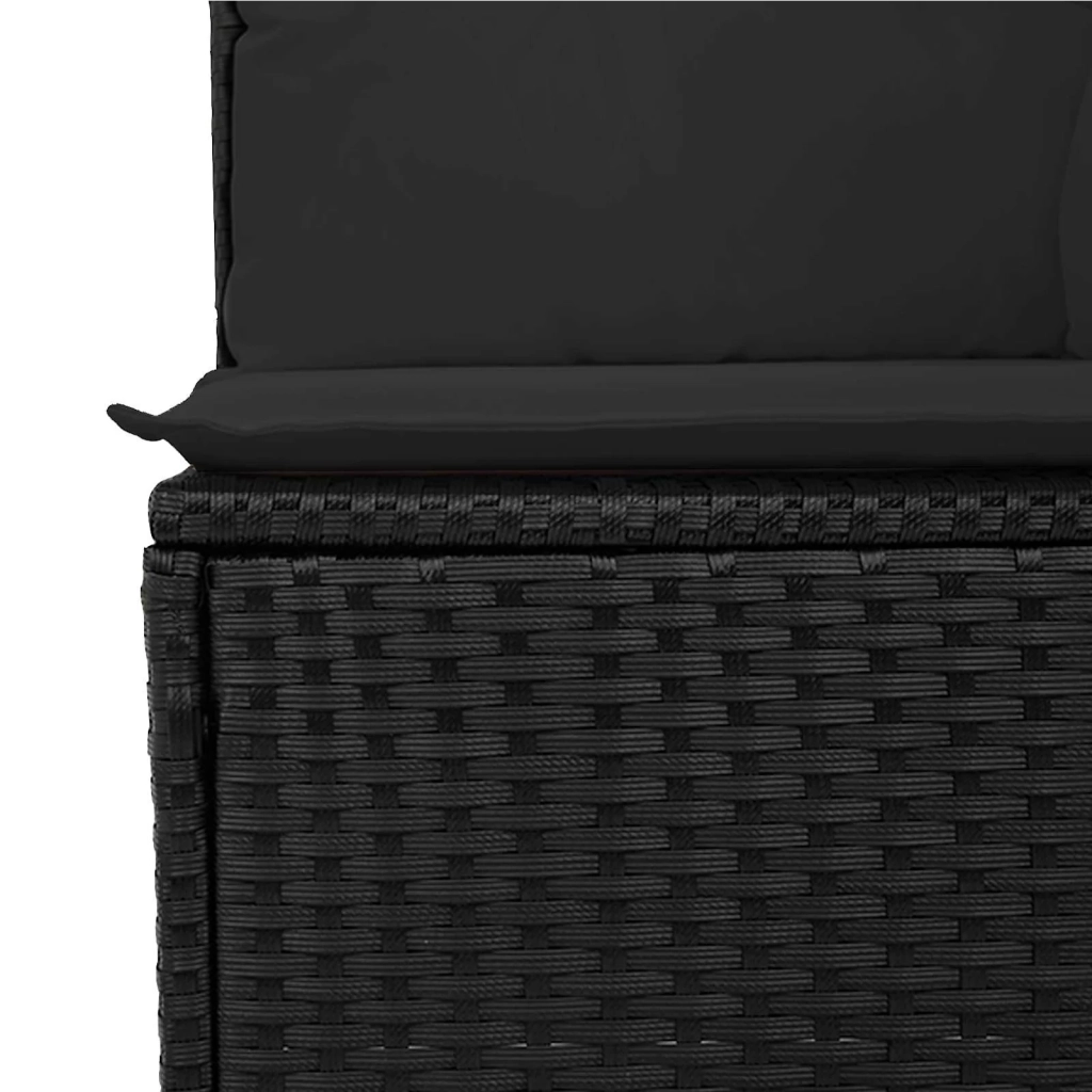 Set Divano da Giardino con cuscino 5 pcs Nero Polyrattan