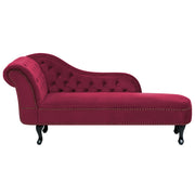 Chaise longue Bordeaux versione sinistra Velluto Abbottonato soggiorno Stile Chesterfield