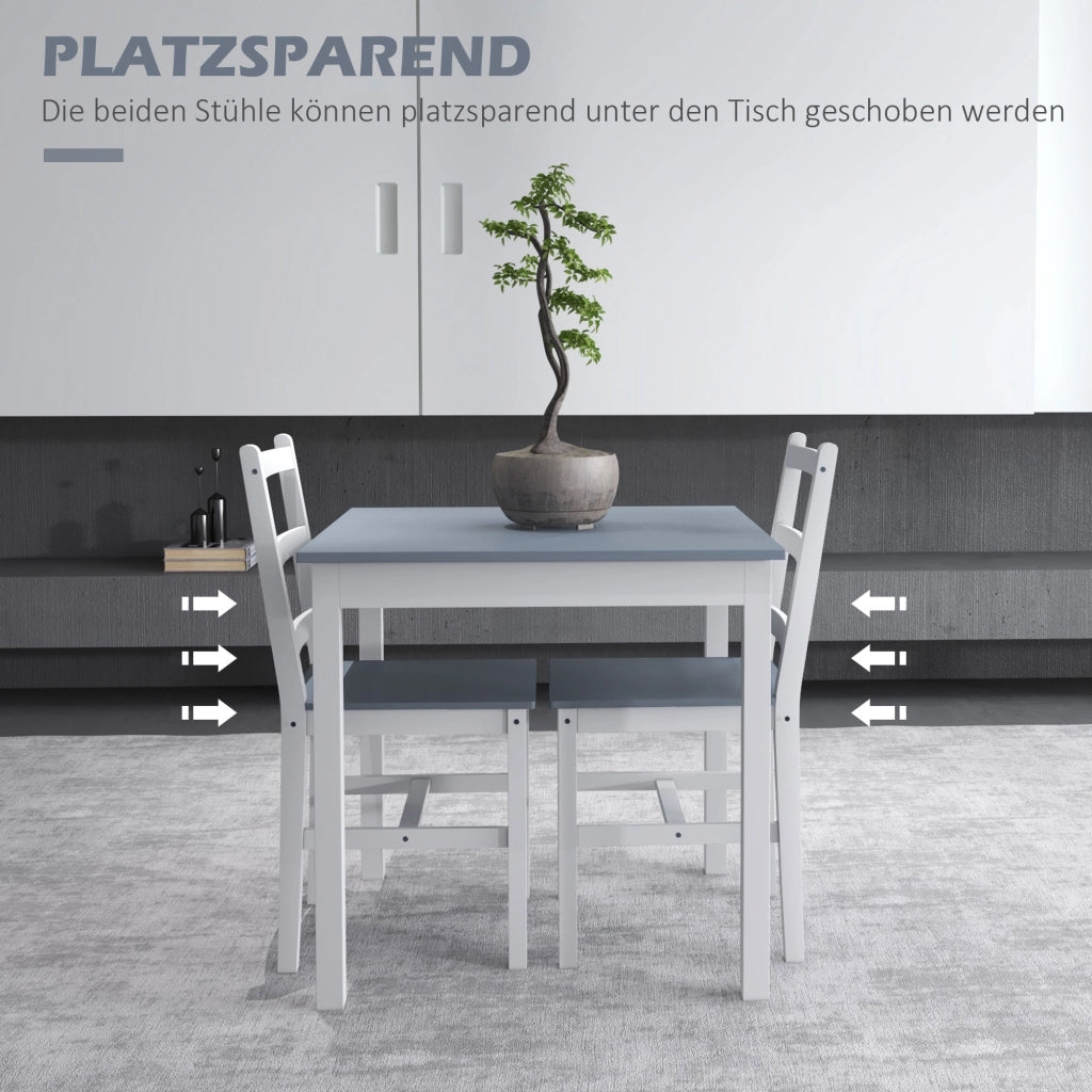 Tavolo da pranzo allungabile con sedie ¨C zephmum ¨C bianco grigio legno