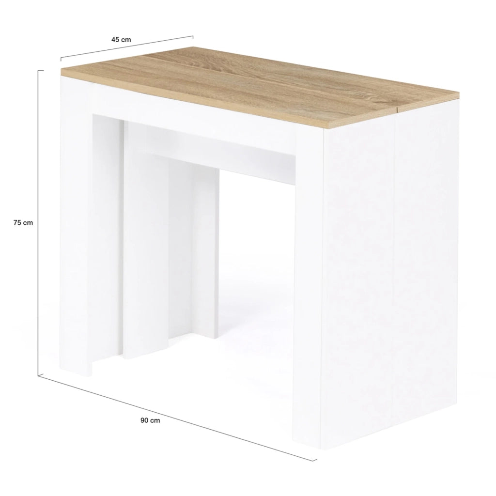 IDMarket - Consolle allungabile ORLANDO, 10 persone, 235 cm, finitura legno bianco e faggio